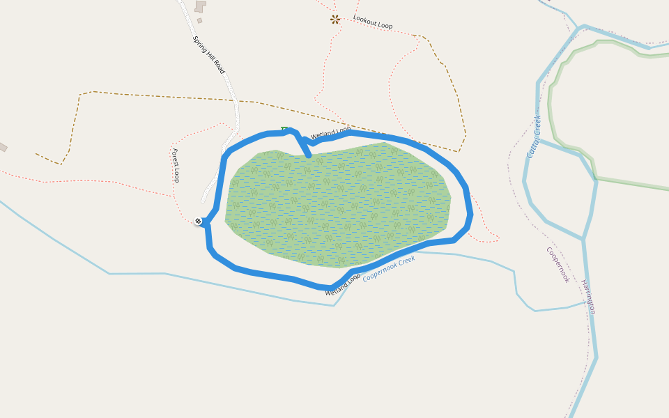 Wetland Loop walking route map in Coopernook