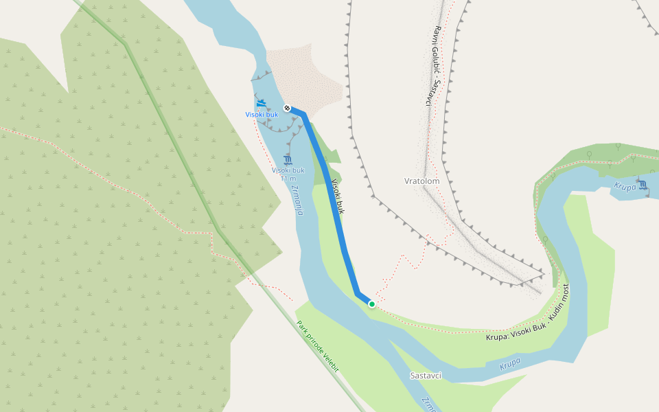 Visoki buk walking route map in Golubić