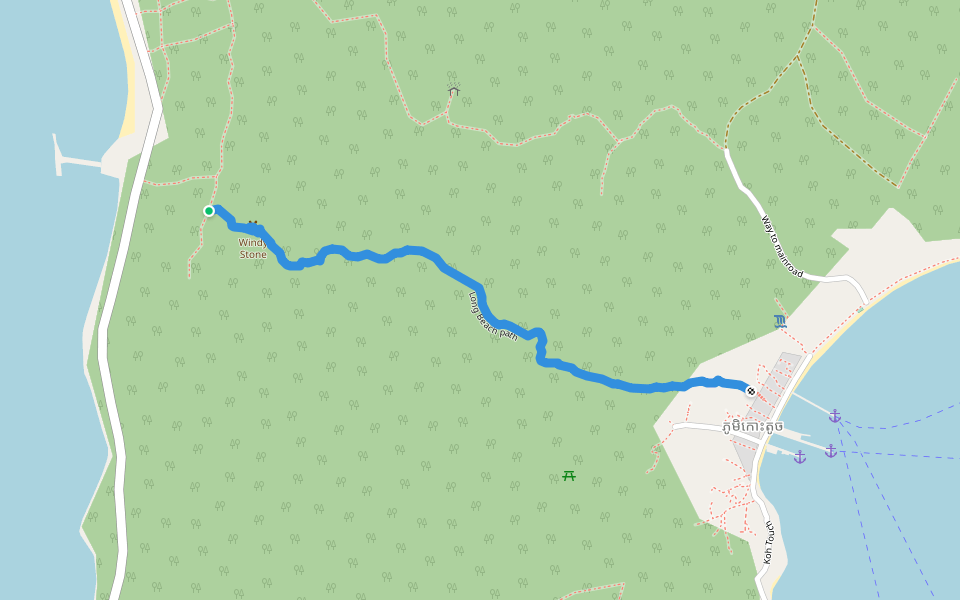 Long Beach path walking route map in Preah Sihanouk