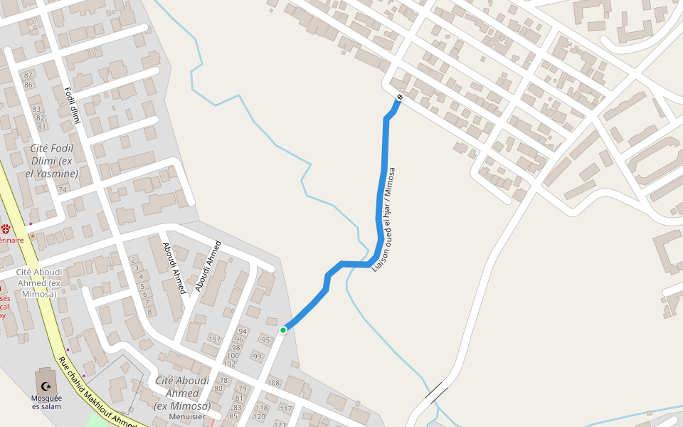 Liaison oued el hjar / Mimosa walking route map in Didouche Mourad