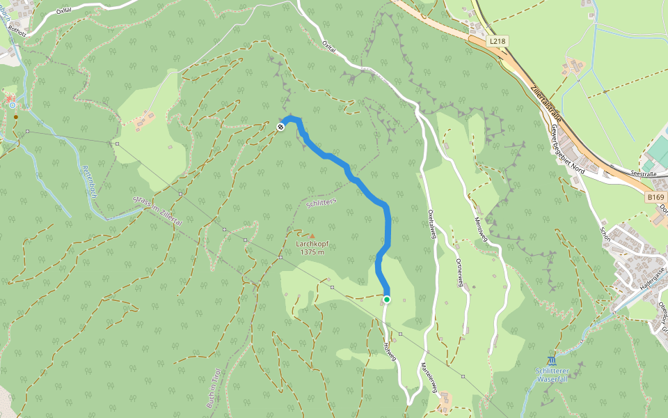 Schrofenmarterl walking route map in Schlitters