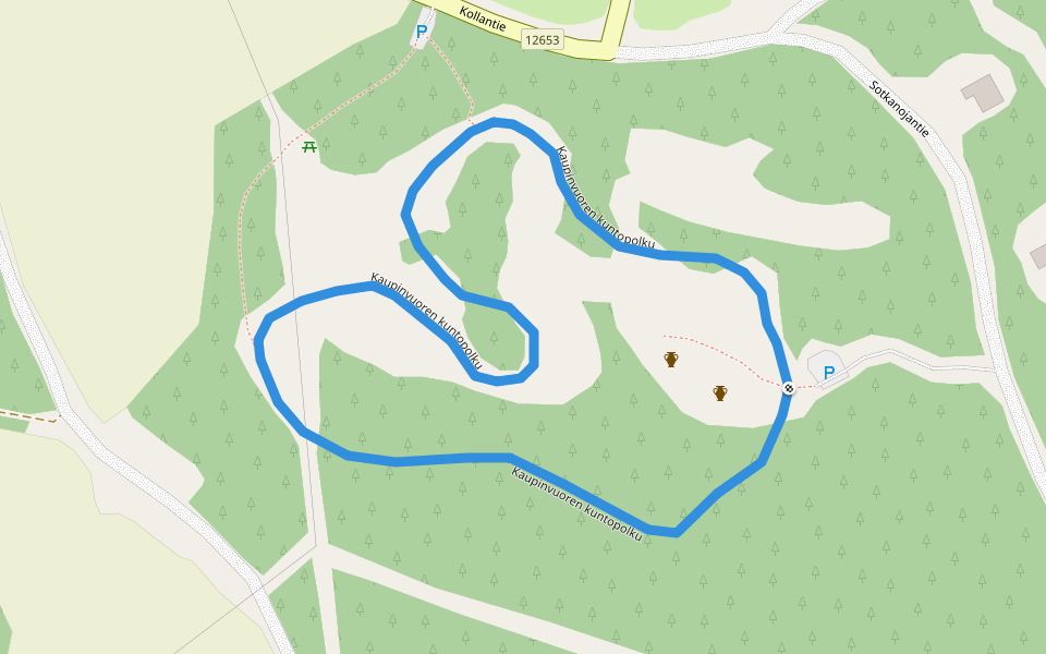 Kaupinvuoren kuntopolku walking route map in Rauma