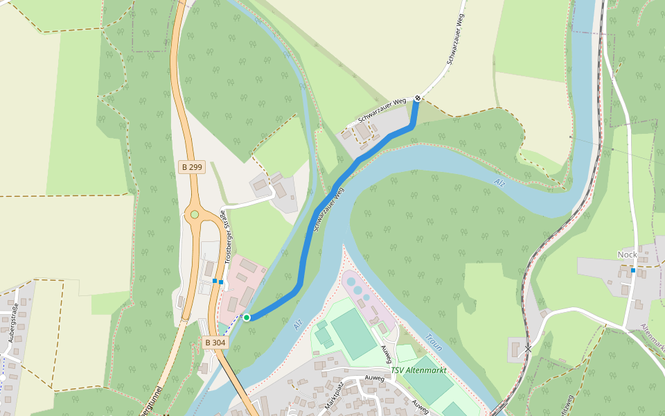 Schwarzauer Weg walking route map in Altenmarkt an der Alz