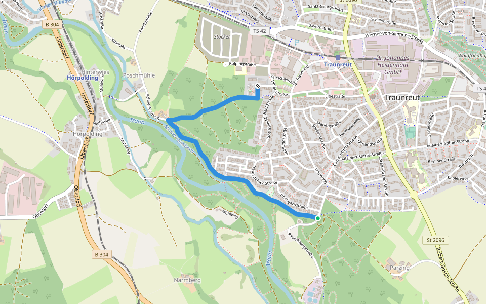 Karl-Löppen-Weg walking route map in Traunreut