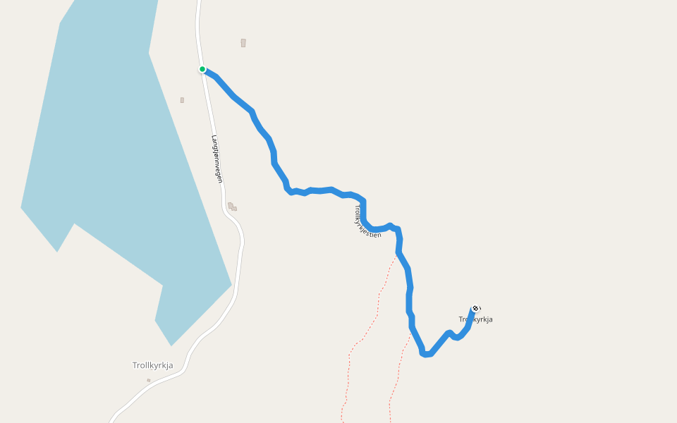 Trollkyrkjestien walking route map in Nerskogen