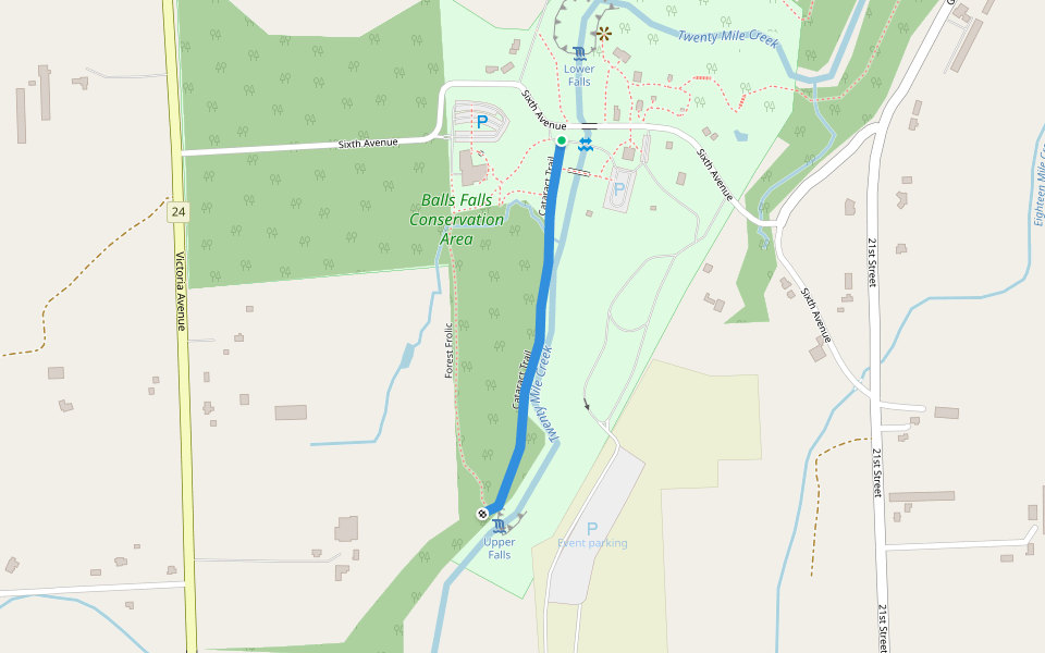 Cataract Trail walking route map in Lincoln