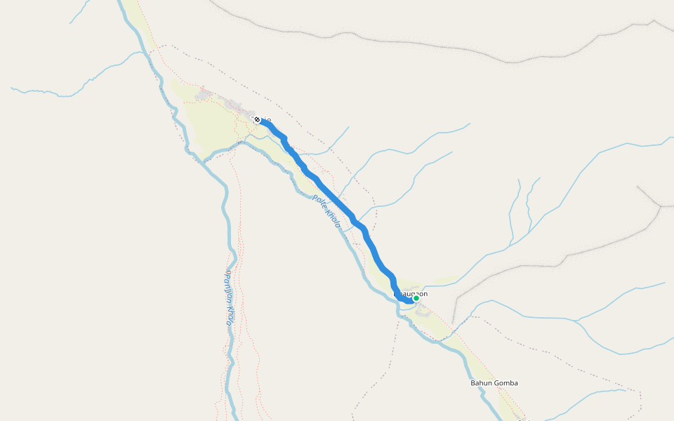 Tinje to Dhaugaun To Soti walking route map in Tinje