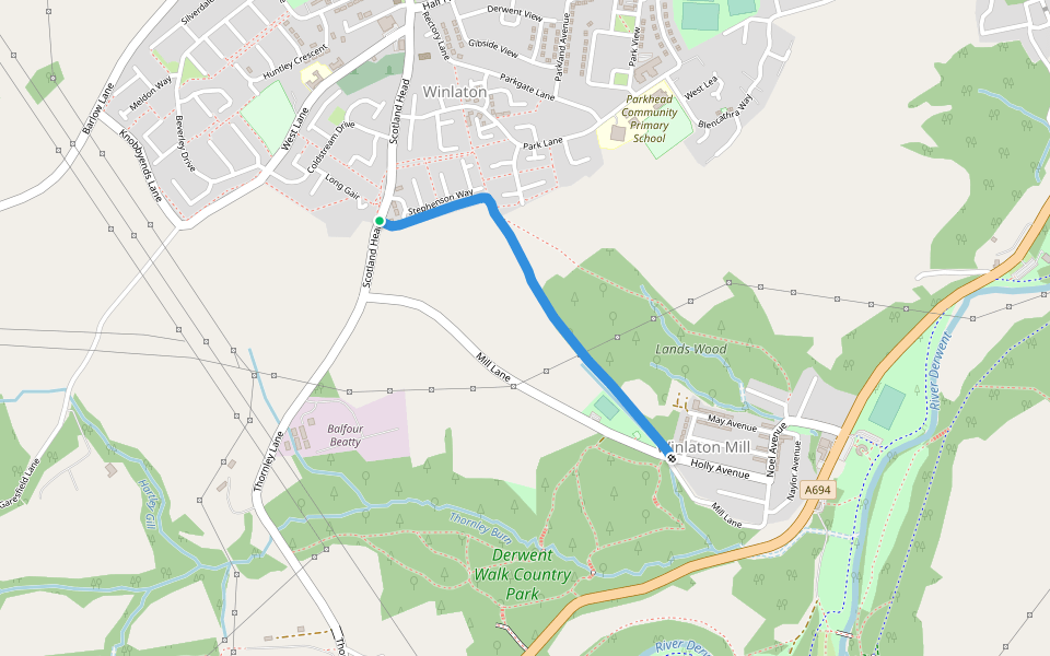 'The Black Path' walking route map in Winlaton