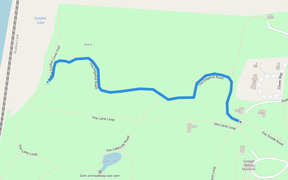 The Edgehill Road walking route map in Poughkeepsie