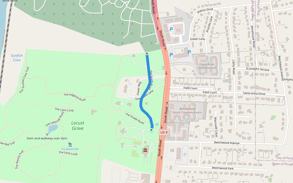 The North Road walking route map in Poughkeepsie