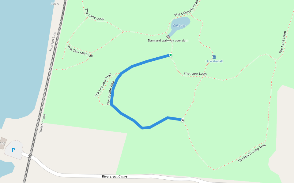 The Ravine Trail walking route map in Poughkeepsie