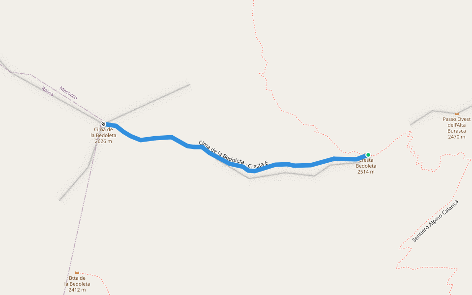 Cima de la Bedoleta - Cresta E walking route map in Mesocco