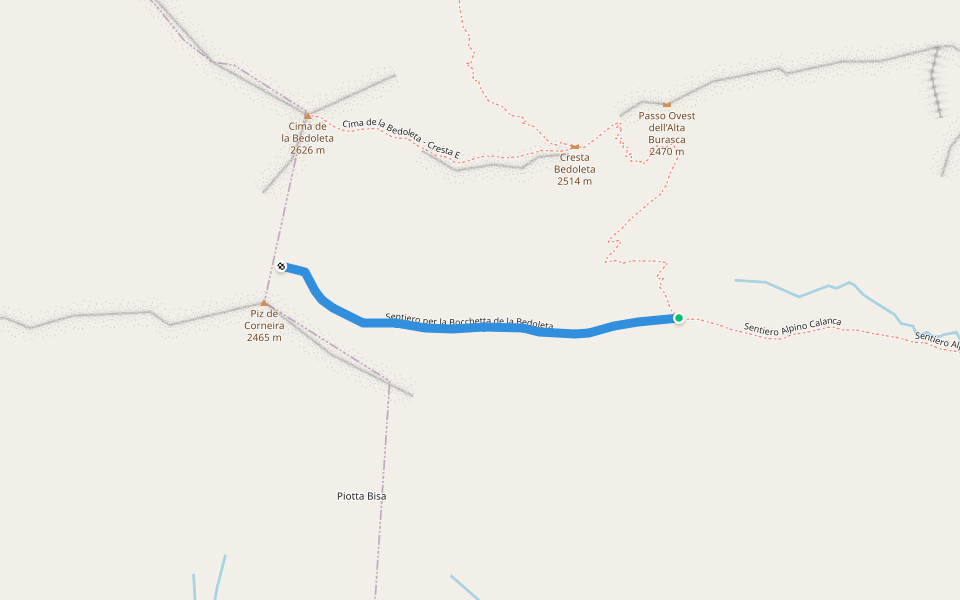 Sentiero per la Bocchetta de la Bedoleta walking route map in Mesocco