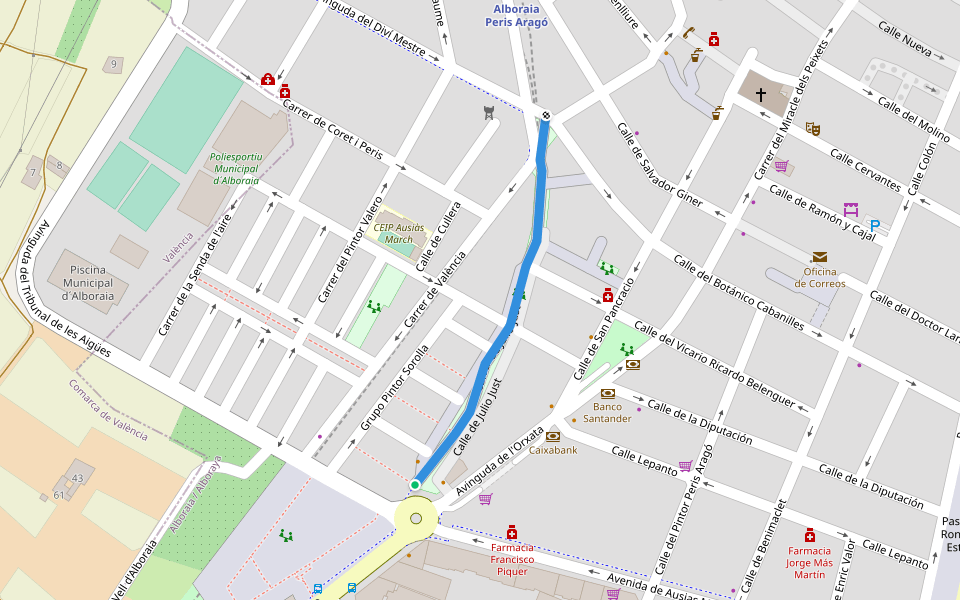 Carrer de Julio Just walking route map in Alboraia