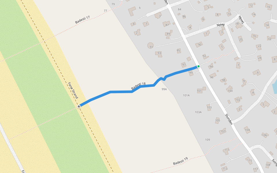 Badesti 18 walking route map in Fanø
