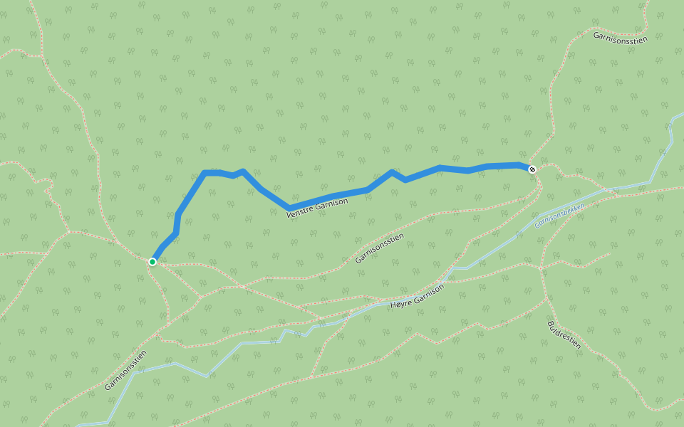Venstre Garnison walking route map in Trondheim
