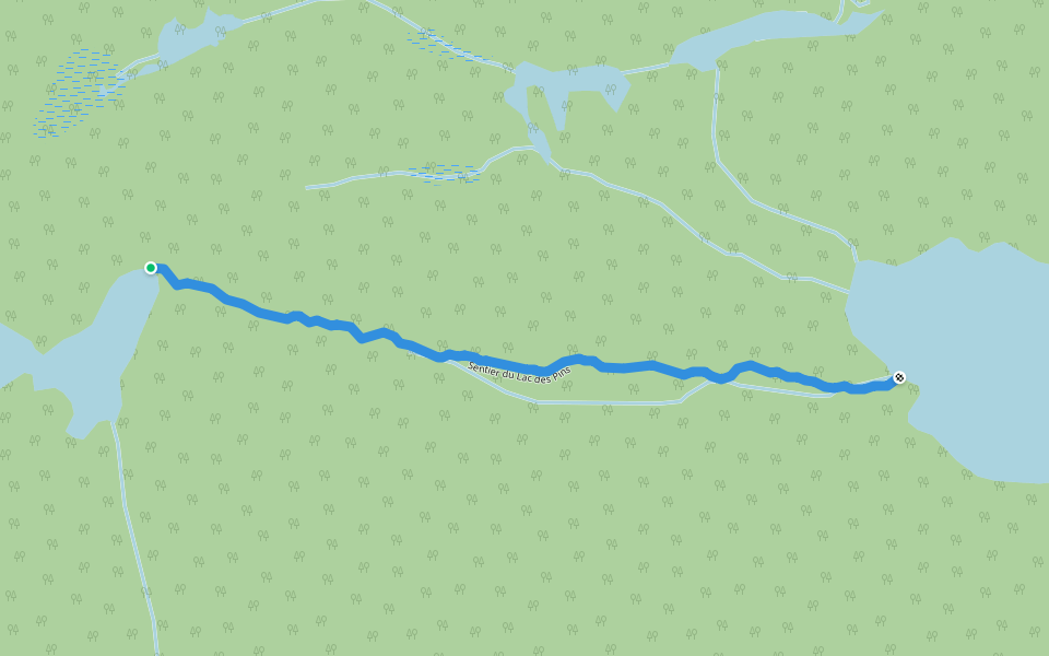Sentier du Lac des Pins walking route map in Saint-Siméon