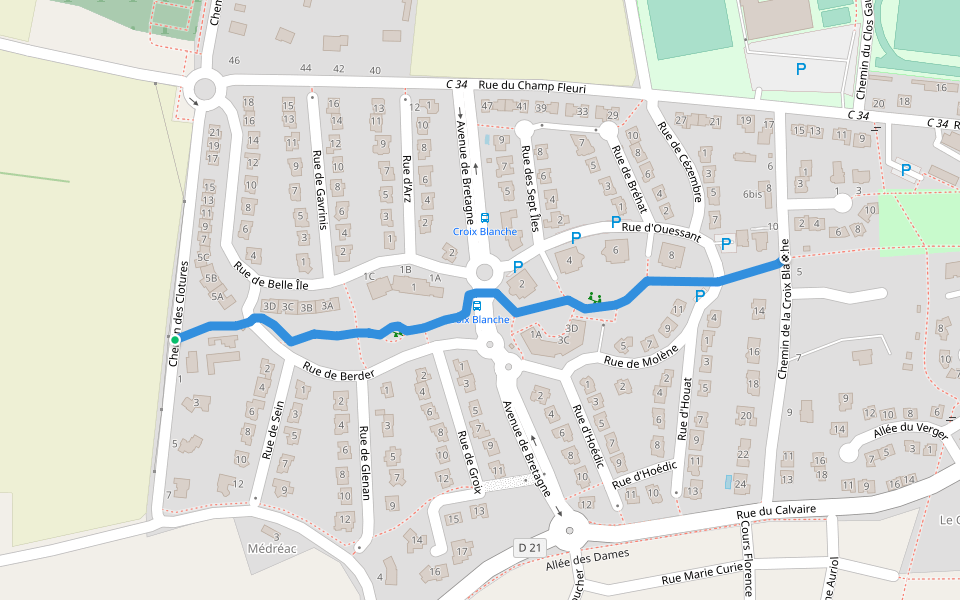 Chemin des Marguerites walking route map in Chavagne