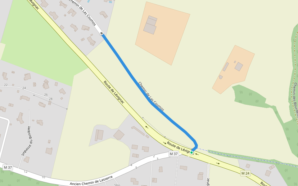 Chemin de Las Coumos walking route map in Pibrac
