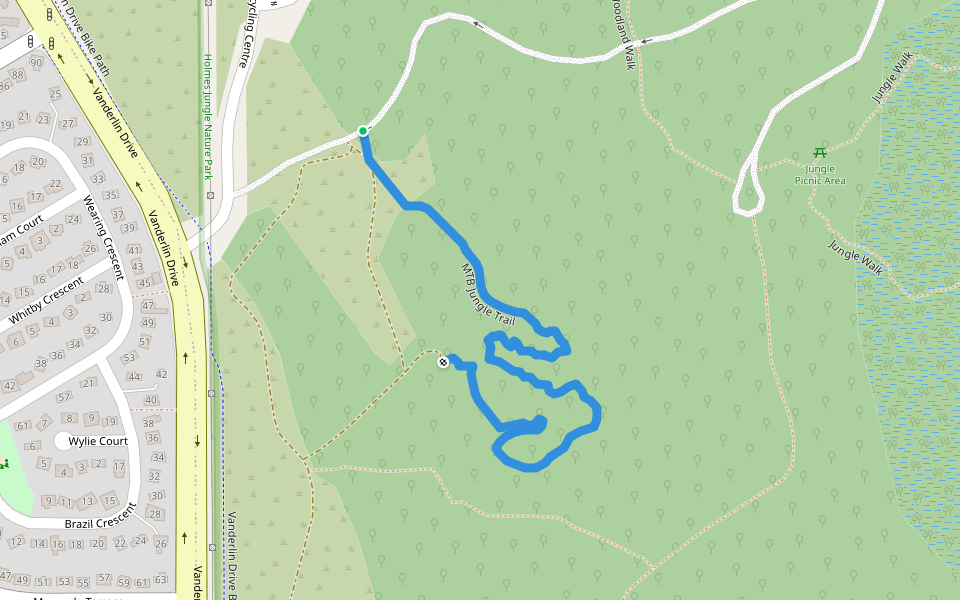 MTB Jungle Trail walking route map in Karama