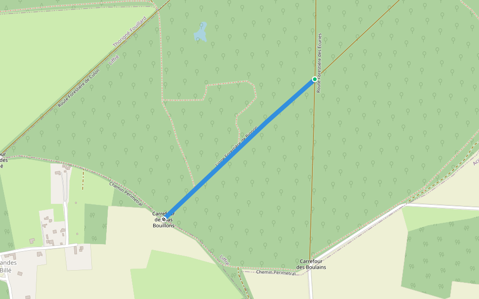 Ligne Forestière de Bignon walking route map in Liffré