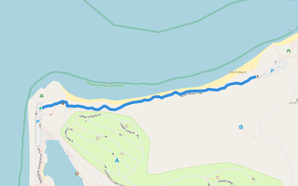 North Beach Trail walking route map in Oak Harbor