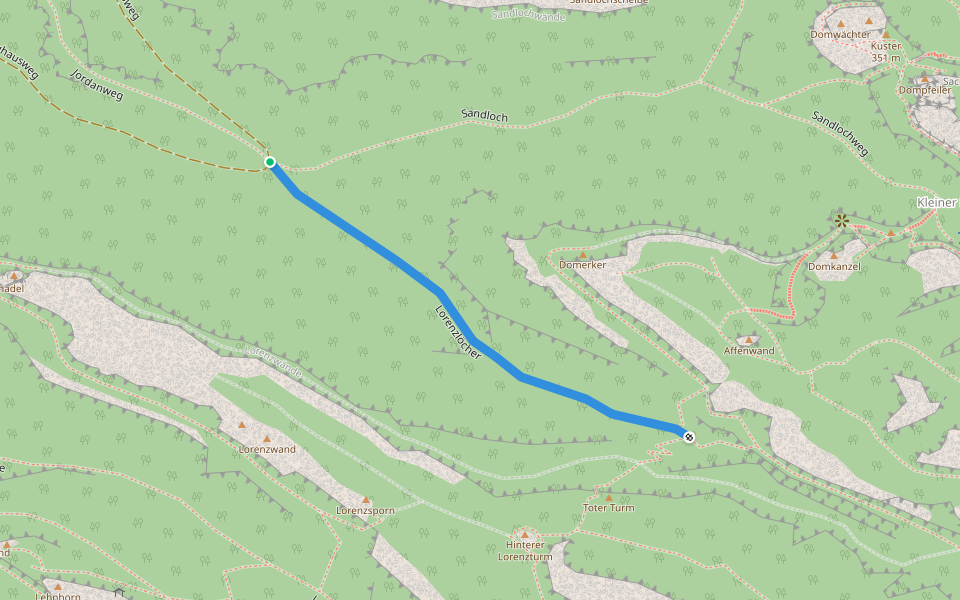 Lorenzlöcher walking route map in Bad Schandau