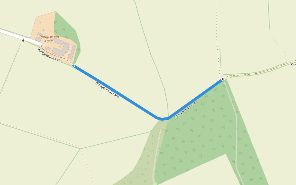Dungewood Lane walking route map in Shorwell