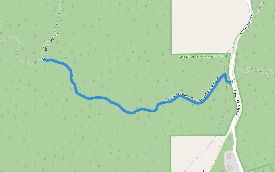 Tahoe Rim Trail Kingsbury North Trailhead Spur walking route map in Zephyr Cove