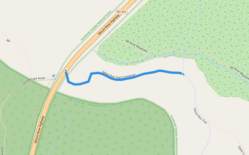 Tahoe Rim Trail Connector walking route map in New Washoe City