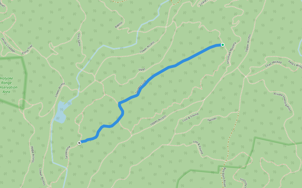 Serpent God walking route map in Granby