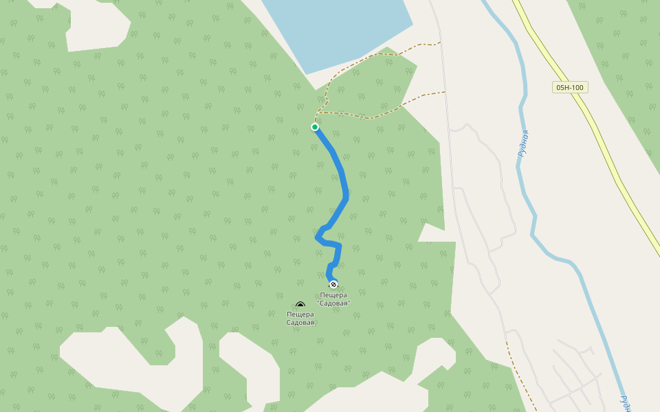 Тропа к пещере "Садовая" walking route map in Sadovoye