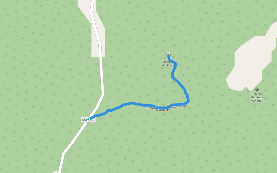 Тропа к пещере "Ледяная малютка" walking route map in Dalnegorsk