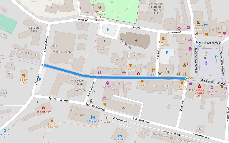 Jana Harracha walking route map in Jilemnice