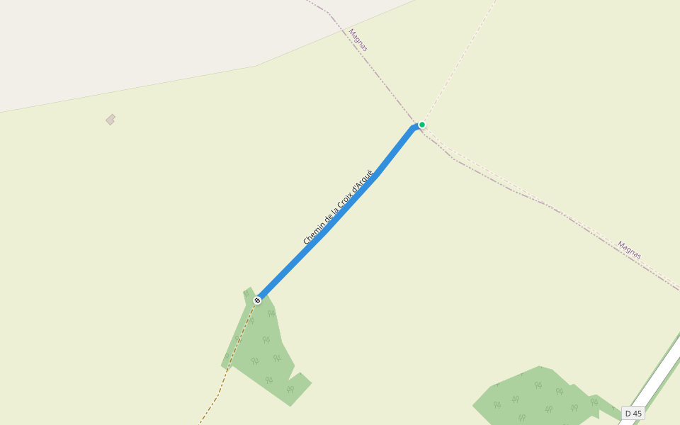 Chemin de la Croix d'Arqué walking route map in Castelnau-d'Arbieu