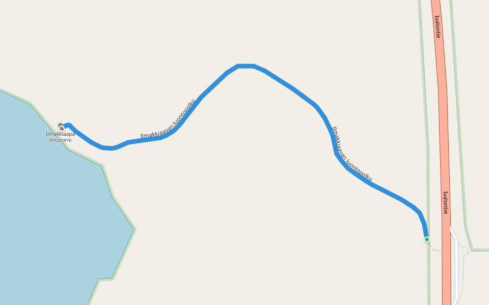 Ilmakkiaavan luontopolku walking route map in Vajukoski