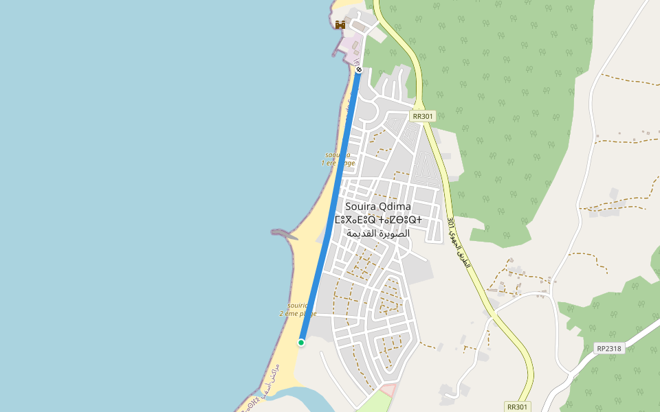 La Cote de Souiria walking route map in Marrakesh