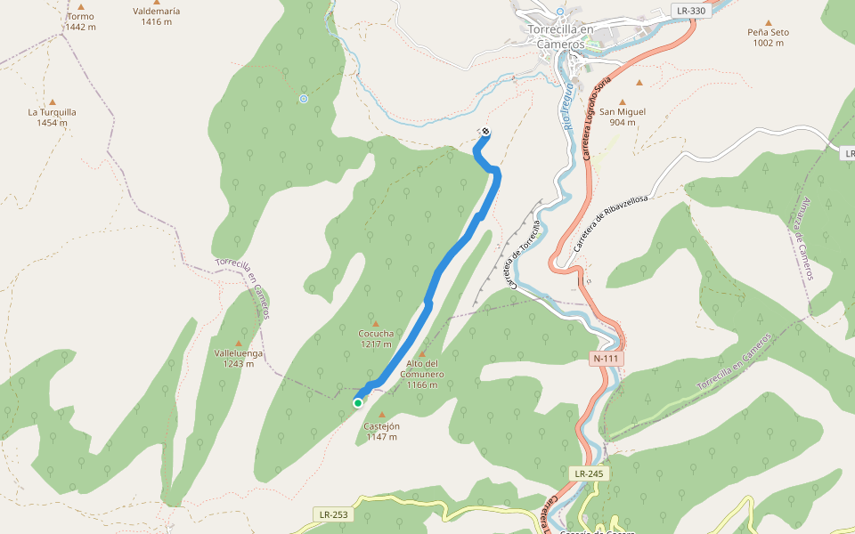 Camino de Torrecilla en Cameros a Nieva walking route map in Torrecilla en Cameros