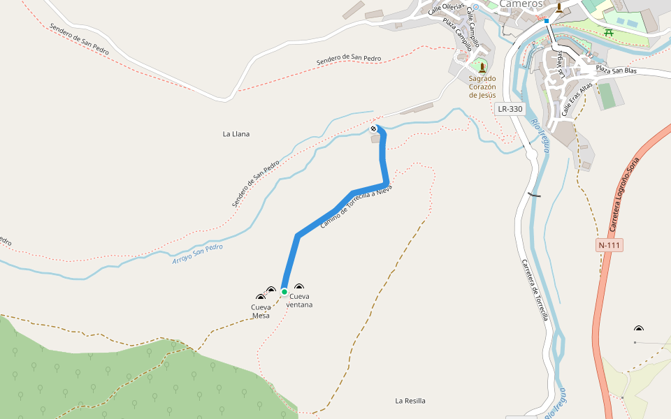 Camino de Torrecilla a Nieva walking route map in Torrecilla en Cameros