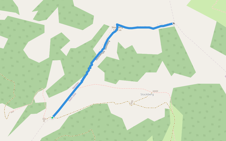 Stockneregg - Stockberg walking route map in Nesslau