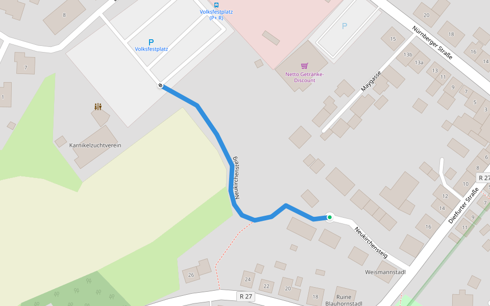 Neukirchensteig walking route map in Hemau