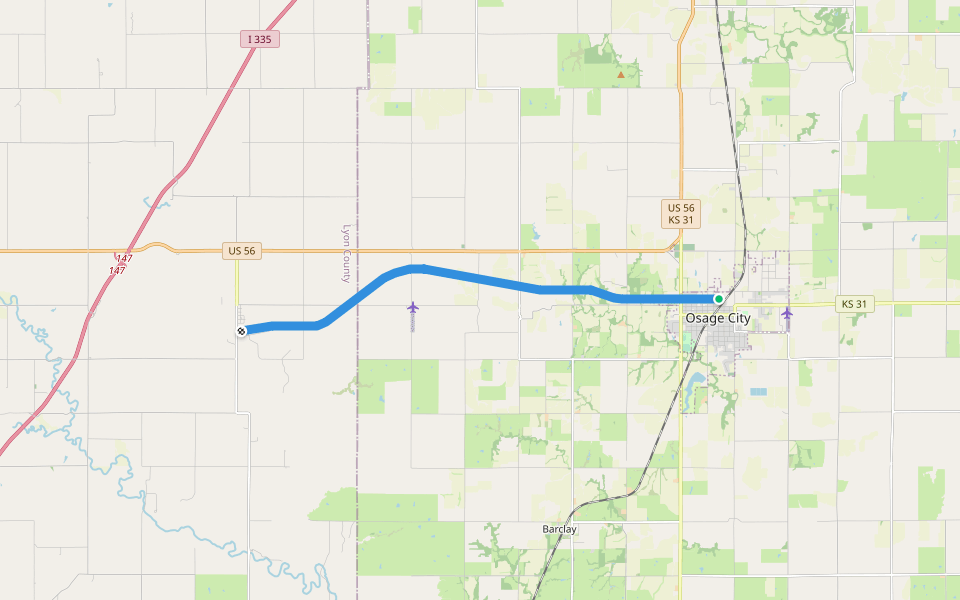 Flint Hills Nature Trail walking route map in Osage City