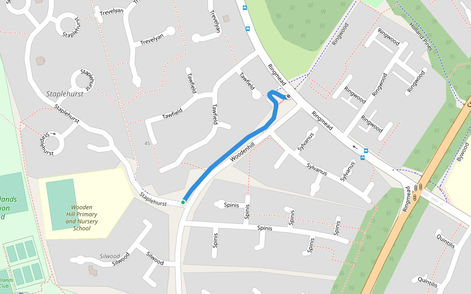 Woodenhill walking route map in Bracknell