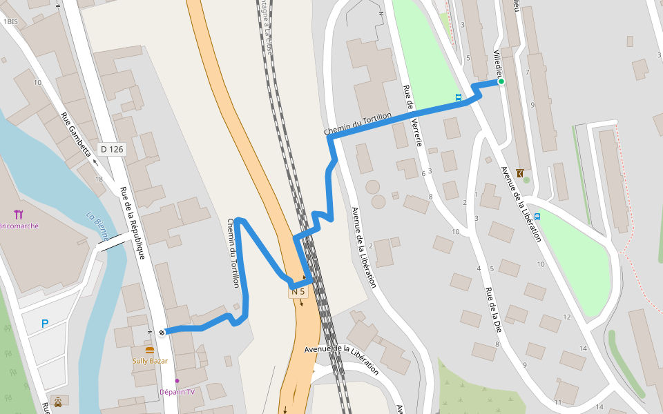 Chemin du Tortillon walking route map in Morez