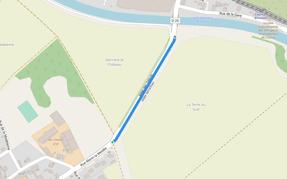 Allée Verschau walking route map in Courcy