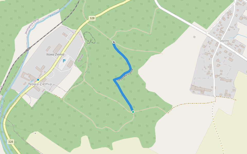 zarosnieta sciezka walking route map in Nowy Kościół