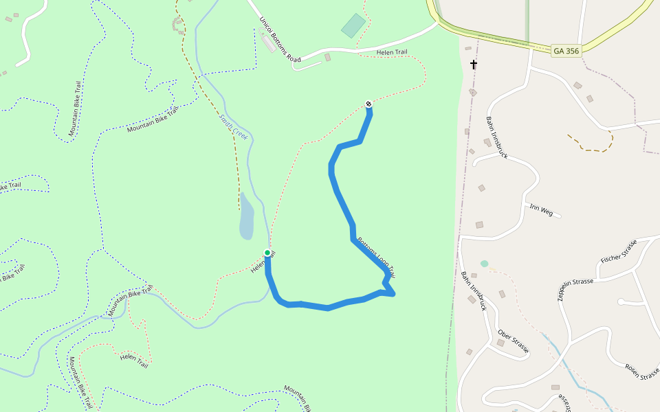 Bottoms Loop Trail walking route map in Helen