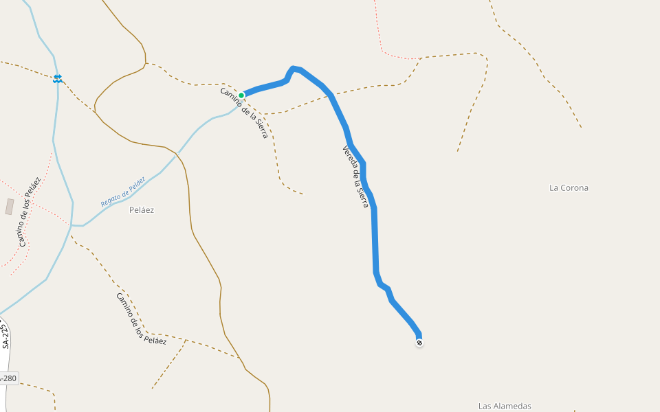 Vereda de la Sierra walking route map in Sotoserrano