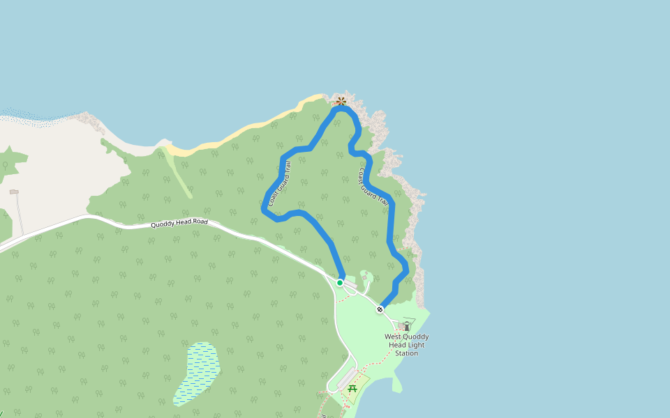 Coast Guard Trail walking route map in Lubec