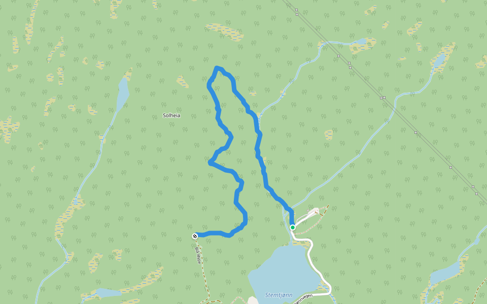 Blå løype walking route map in Hortemo